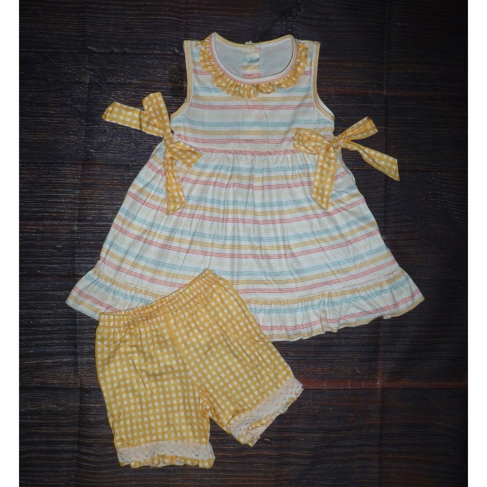 Boutique Striped Orange Pink Tunic & Shorts Outfit Set